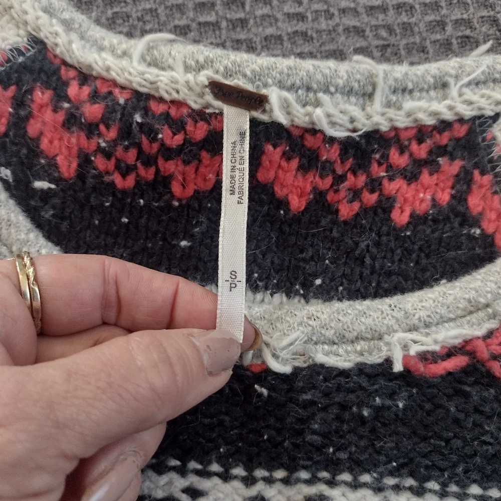 Free People Snow Angel Pullover Boho Aztec Sweater - Picture 14 of 16